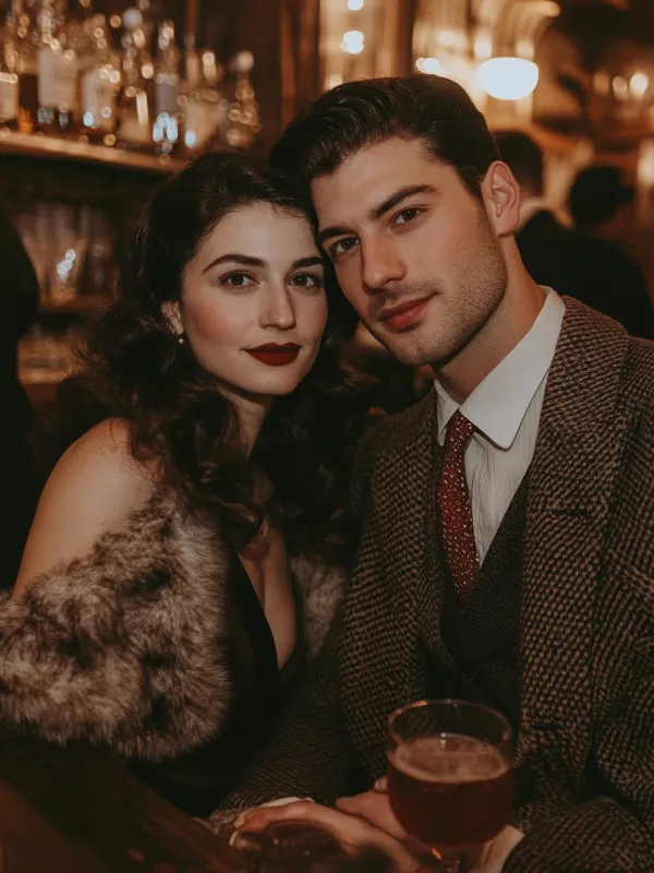 Couple en tenue vintage des années 40