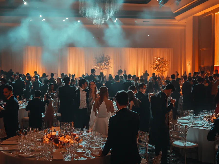 Gala élégant, smokings et robes de soirée