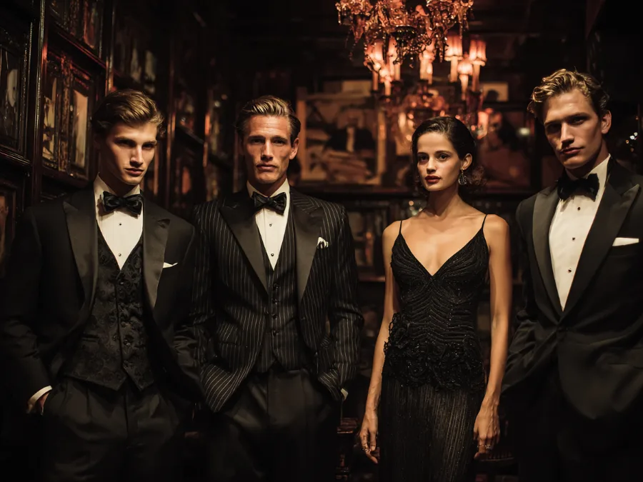 Shooting photo, tenues de soirée vintage